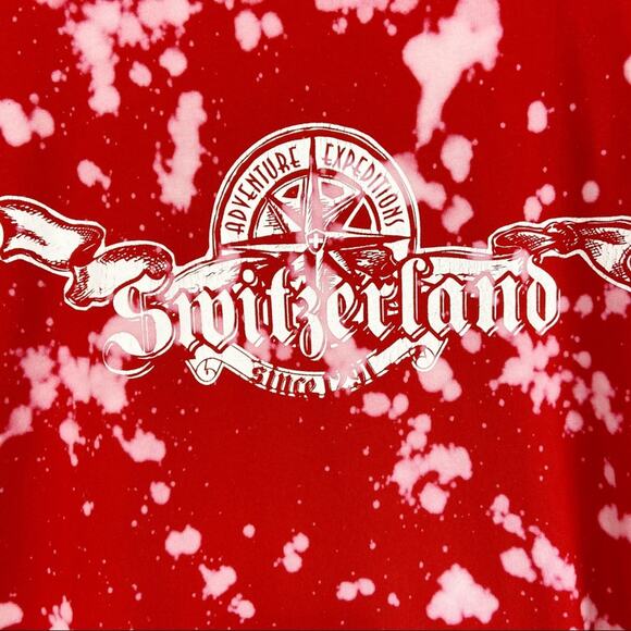 Switzerland Travel Tee Hand Bleached Unisex Sz XL - Picture 3 of 7